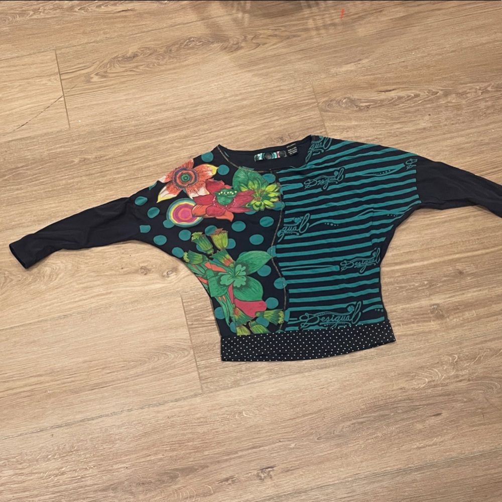 Desigual Kids Long Sleeve Tee - Black, Green, Red